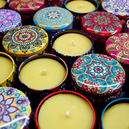 Pure Beeswax Candles, In Assorted Decorative Tins | 2.5oz each